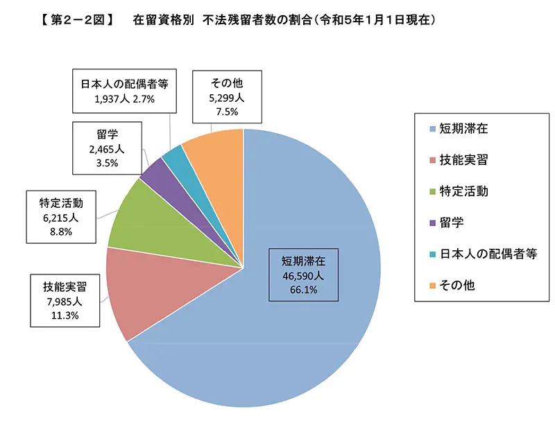 在留資格別不法残留者数の割合